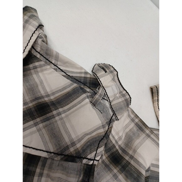 Mens Buckle BKE Shirt Black Label Thick Stitch Cross Embroidery Sz M Gray Plaid - Picture 5 of 11